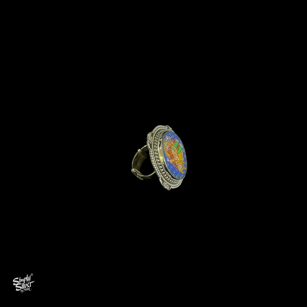 Handpainted God Silver Ring - MH3414