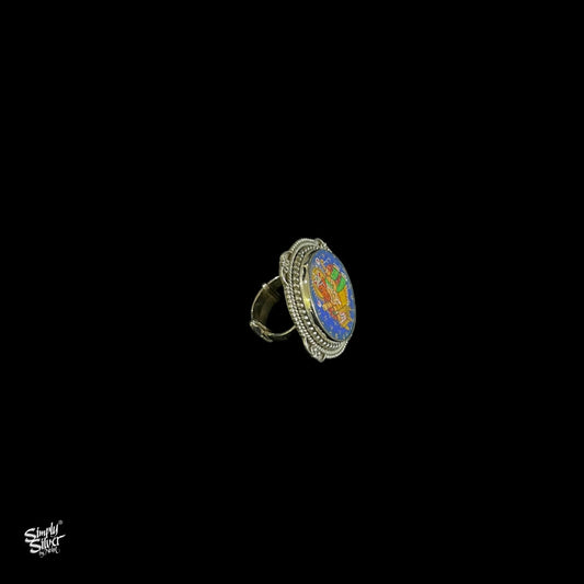 Handpainted God Silver Ring - MH3414