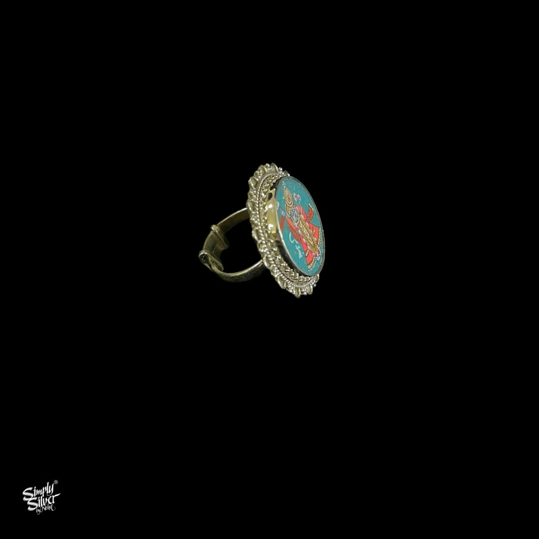 Handpainted God Silver Ring - MH3415