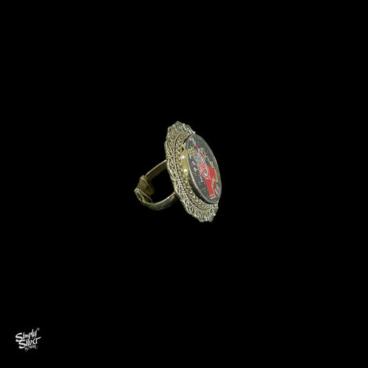 Handpainted God Silver Ring - MH3421