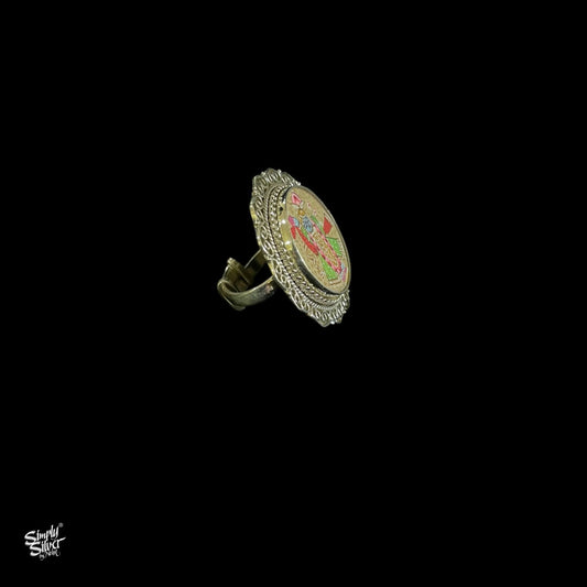 Handpainted God Silver Ring - MH3423