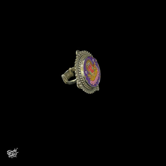 Handpainted God Silver Ring - MH3427