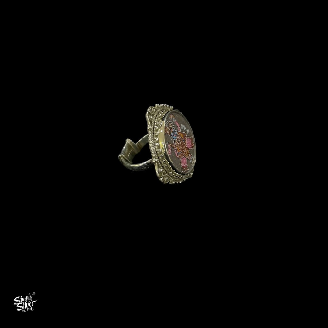 Handpainted God Silver Ring - MH3429