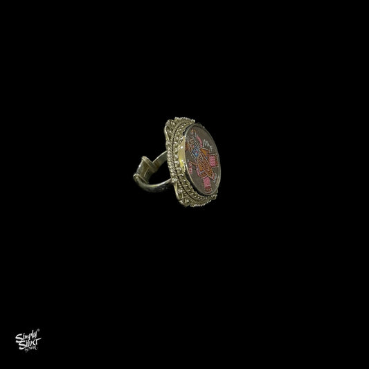 Handpainted God Silver Ring - MH3429