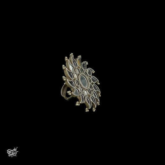 Mirror Glass Flower Ring - MH3475