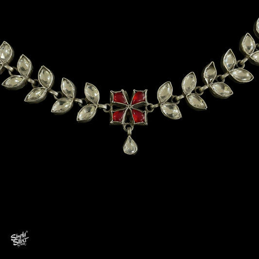 Red & White Kundan Setting Choker - MH3507