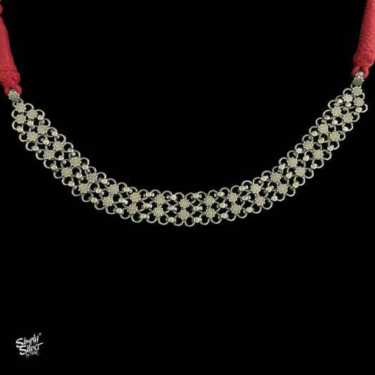 Statement Silver Jaali Necplace - MH3692