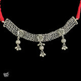 Statement Silver Rose & Chains Choker - MH3745