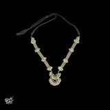 Statement Tribal Silver Chain Necklace with Peacocks, Chaands & Pearls - MH3792