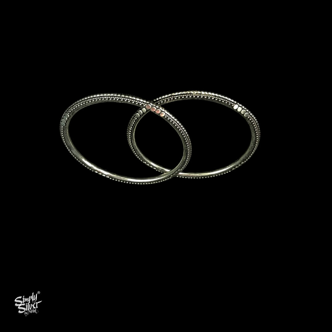 Statement Designer Silver Bangle Pair - MH3796