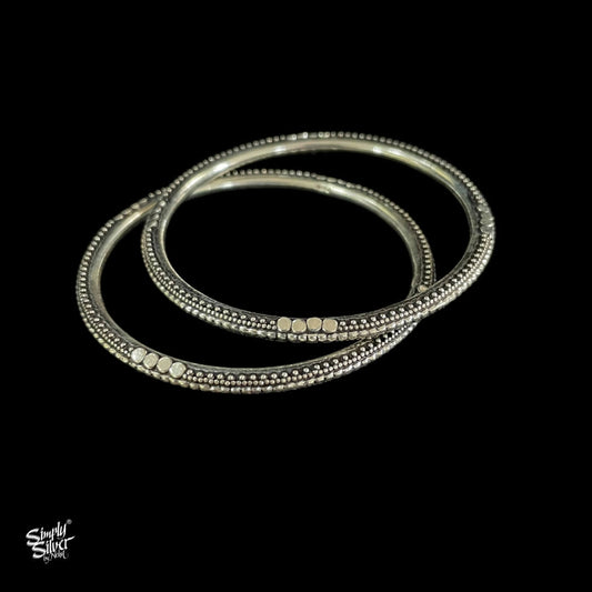 Statement Designer Silver Bangle Pair - MH3796