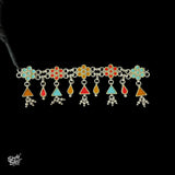 Traditional Rajasthani Multi Color Glass Silver Choker - MH3847