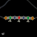 Traditional Rajasthani Multi Color Glass Silver Choker - MH3850