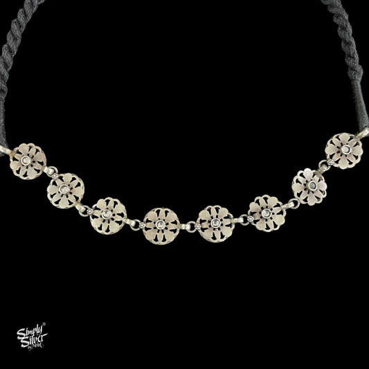 Silver Jaali Choker with White Stones - MH3910