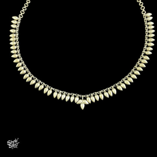 Statement Silver Leaf Necklace - MH3914