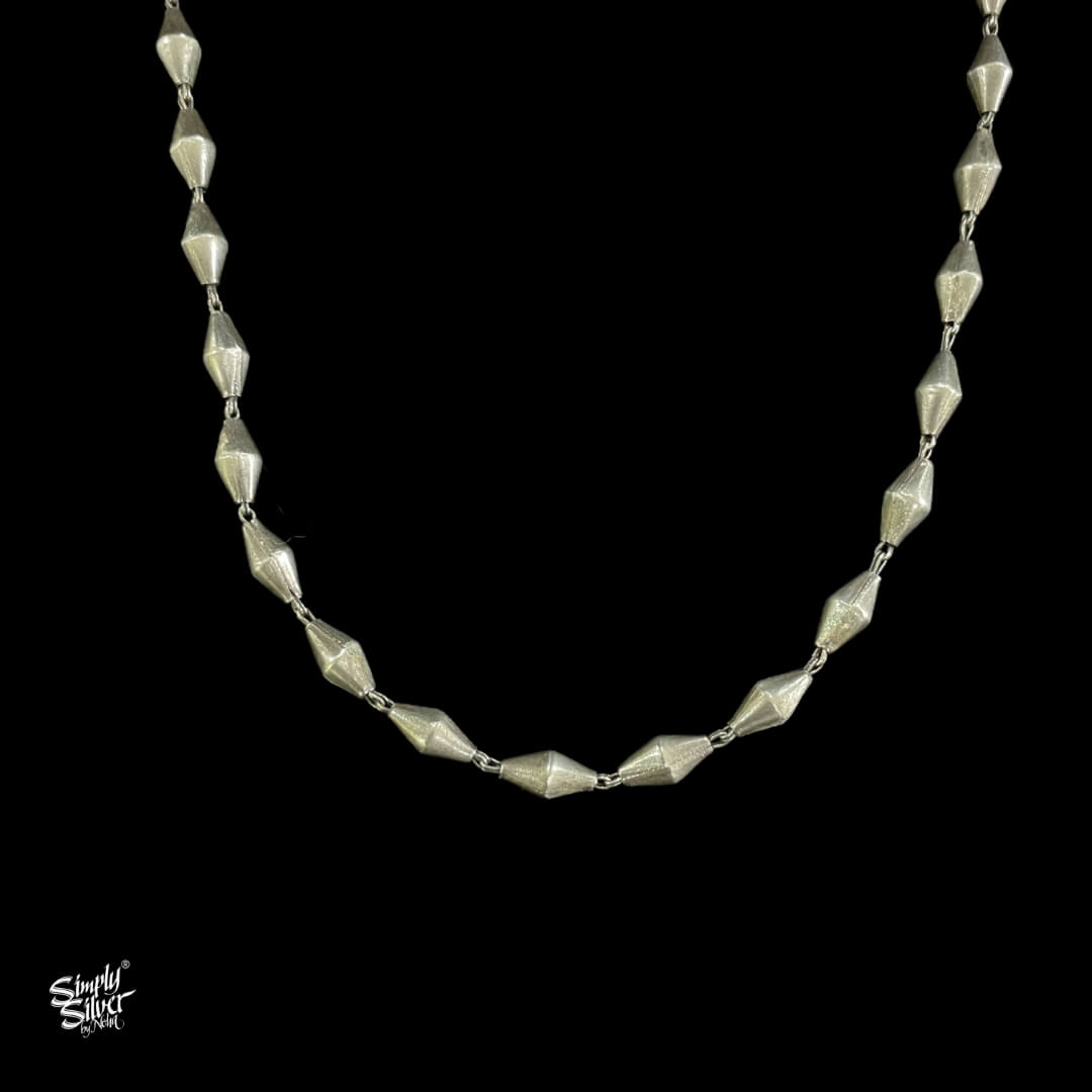 Statement Silver Beads Necklace - MH4009