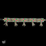 Traditional Rajasthani Multi Color Glass Silver Choker - MH4055