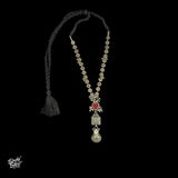 Statement Silver Multi Color Stones Chain Ghungroos Necklace With Traditional Hanging Borla - MH4102