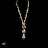 Statement Silver Multi Color Stones Chain Ghungroos Necklace With Traditional Hanging Borla - MH4102