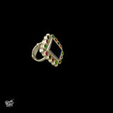 Silver Multi Color Glass Ring - MH4149