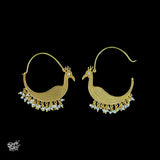 Silver Gold Polish Bali with Polki Stone Eye Peacock & Pearls - MH4196