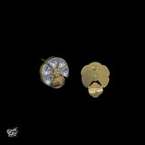 Silver Gold Polish Studs With White Kundan & Small Pearl - MH4202