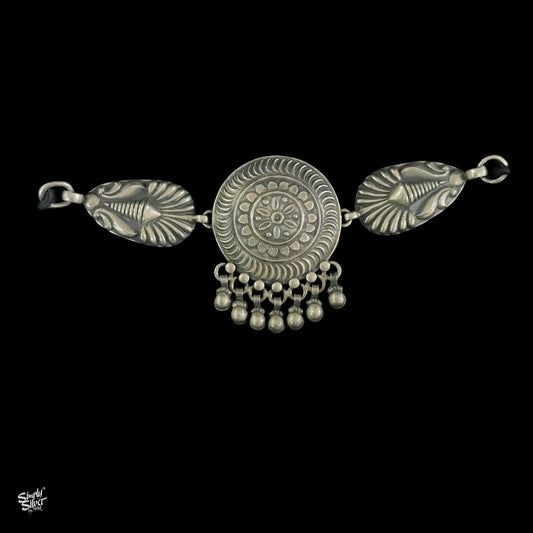 Silver Flower Choker With Ghungroos - MH4305