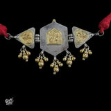 Dual Tone Silver Choker with Gold Polish Ghungroos - MH4329