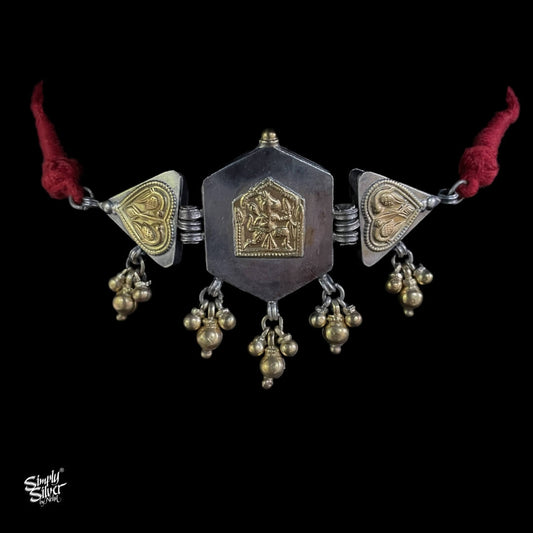 Dual Tone Silver Choker with Gold Polish Ghungroos - MH4329