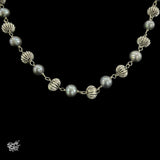Silver Statement Neckpiece With Grey Pearls & Beads - MH4380