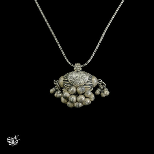 Silver Chain with Ghungroos Pendant - MH4402