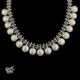 Silver Jaali Chain Necklace with Silver Rounds - MH4484