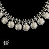 Silver Jaali Chain Necklace with Silver Rounds - MH4484