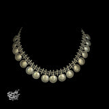 Silver Jaali Chain Necklace with Silver Rounds - MH4484