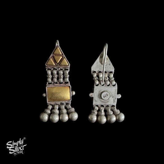 Silver Dual Tone Gold Plated Hooks with Ghungroos - MH4529