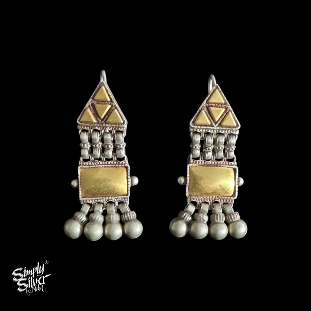 Silver Dual Tone Gold Plated Hooks with Ghungroos - MH4529