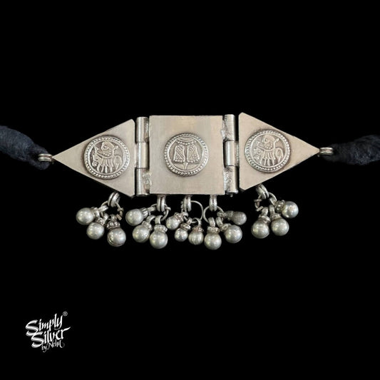 Silver Statement Choker with Ghungroos - MH4539