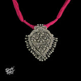 Silver Statement Big Heart Pendant With Peacocks & Ghungroos - MH4540