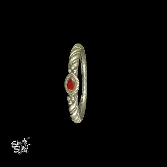 Silver Statement Desginer Kada with Red Color Stone - MH4543