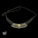 Silver Statement Jaali Choker with Dual Tone & Kundan Birds & Ghungroos - MH4576