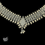 Silver Statement Jaali Flower Neckpiece - MH4578