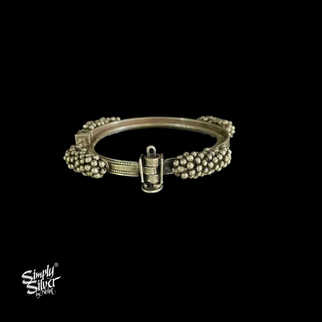 Silver Statement Opanable Kada with Bunch of Ghungroos - MH4836