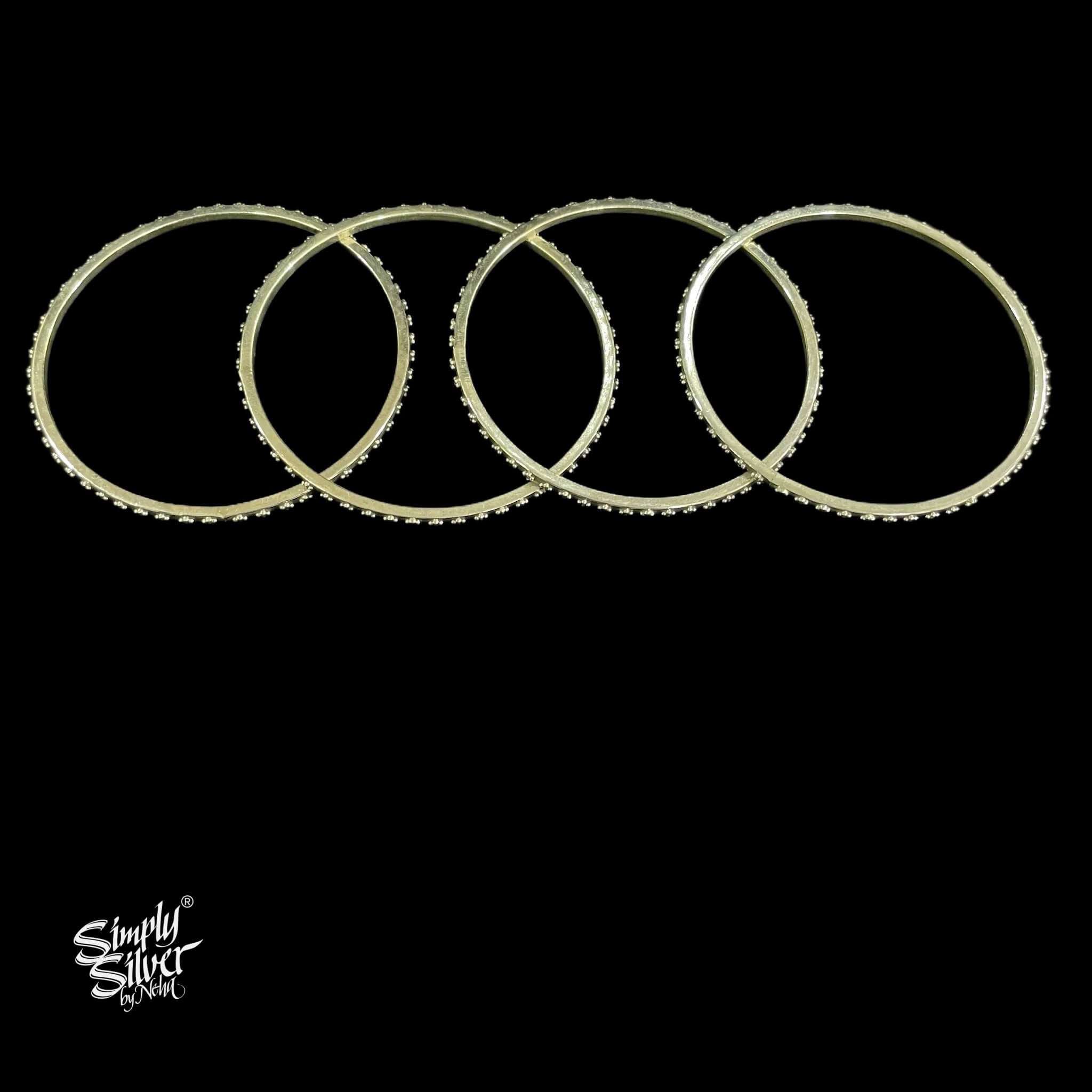 Silver Designer Flower Bangles Set of 4 - MH5053