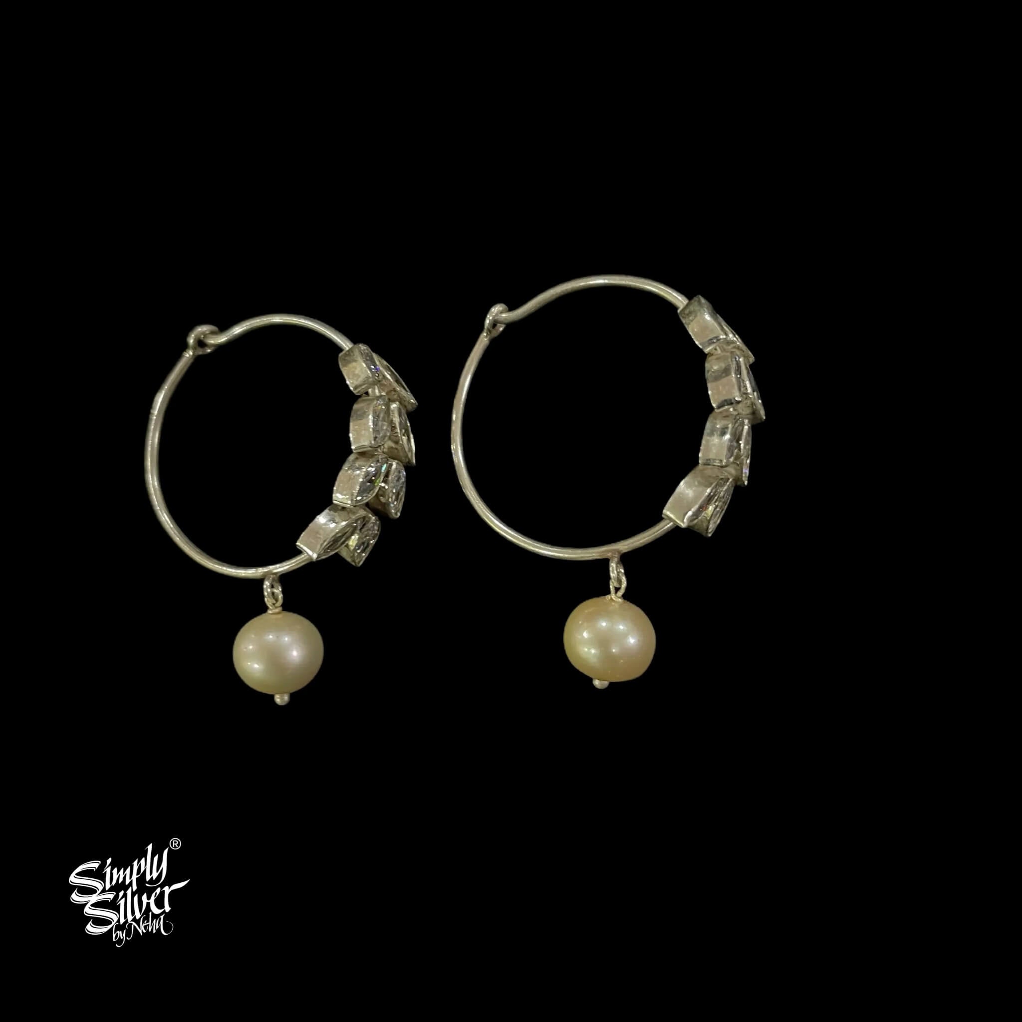 Silver Bali with AD Stone & Pearl - MH5221