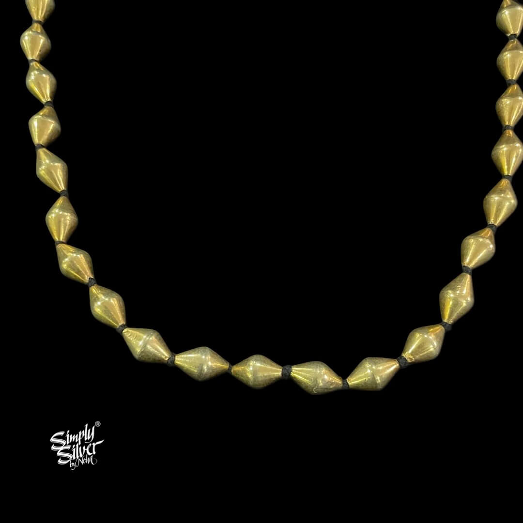 Gold Polish Silver Lac Beads Necklace - MH5447