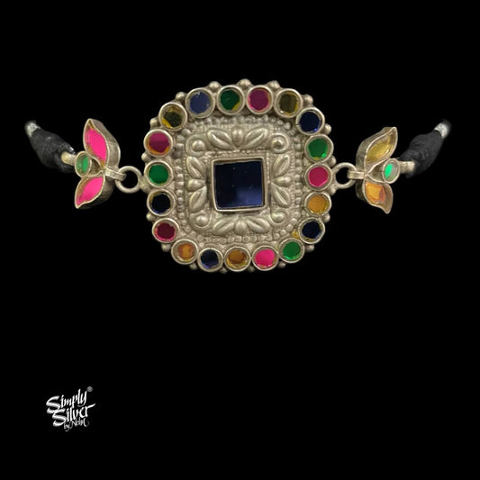 Multi Color Glass Flower Choker - MH5472