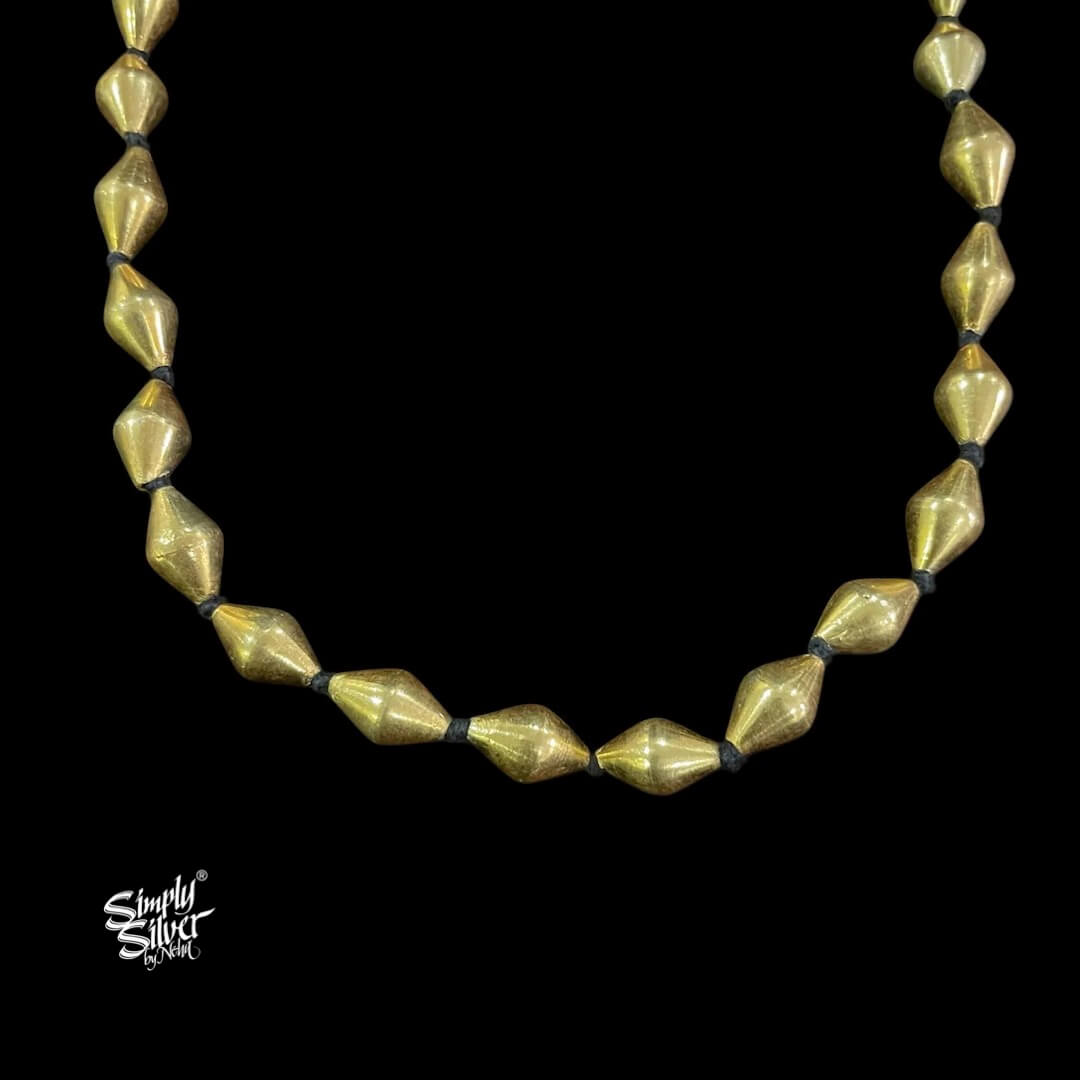 Silver Gold Polish Lac Bead Necklace - MH5473
