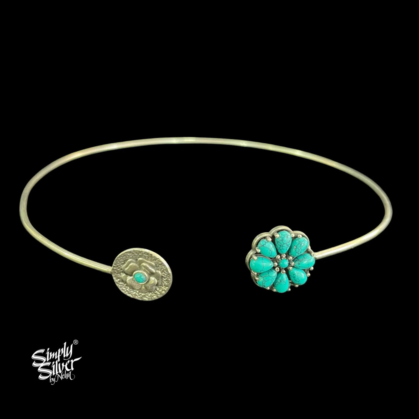 Designer Turquoise Stone Flower Hasli - MH5541