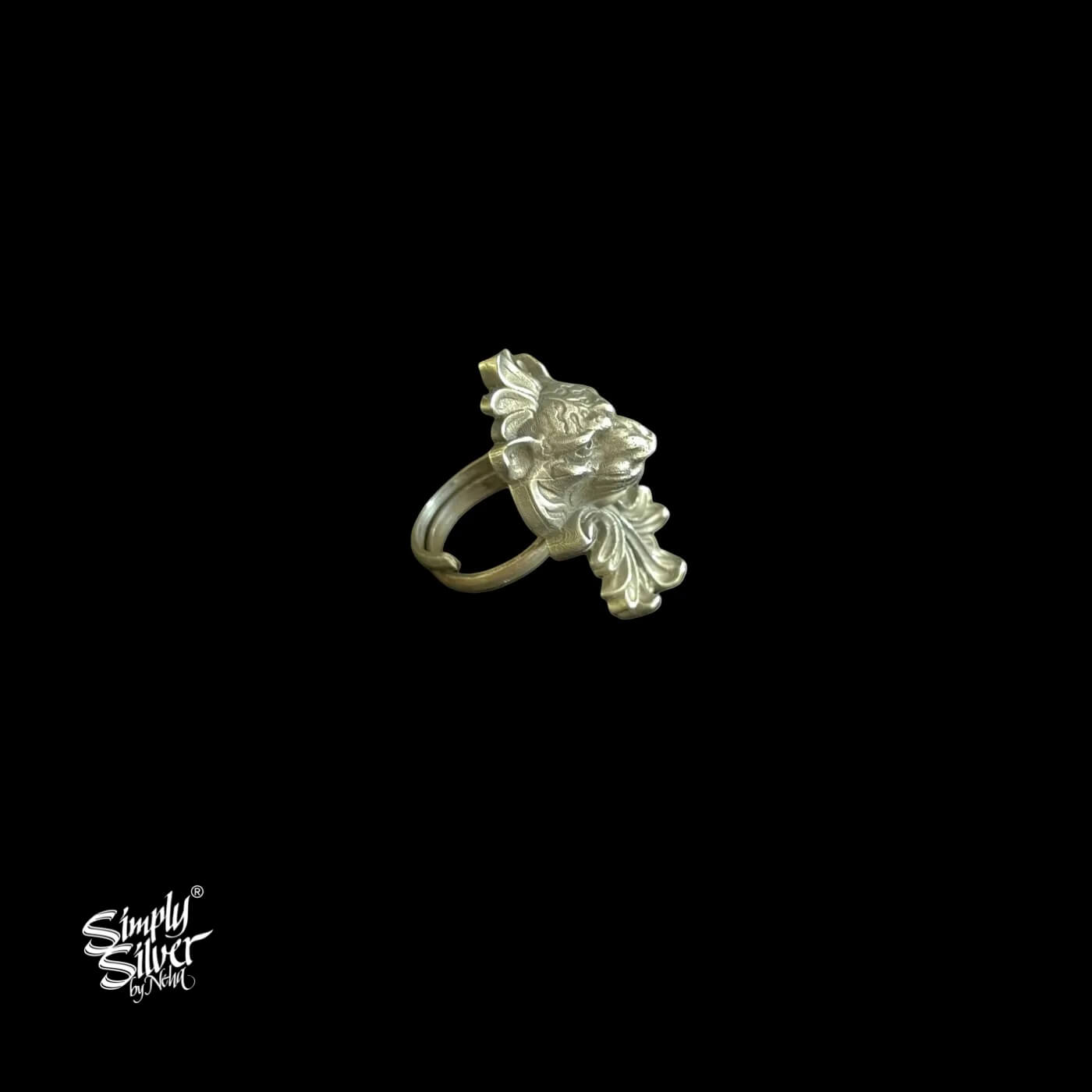 Silver Lion Face Ring - MH5553