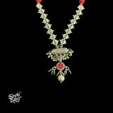 Silver Red Glass Necklace with Ghungroos & Bead - MH5556